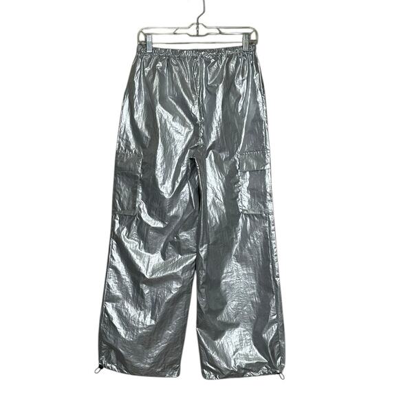 Sincerely Jules silver metallic trim drawstring wide leg pants size medium - Picture 2 of 10